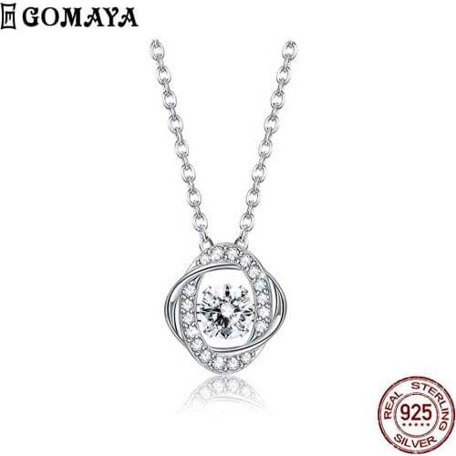 GOMAYA 925 Sterling Silver Shining 5A+ Circle Zircon Choker Necklace Trendy Ball Pendant Necklaces For Women Fine Jewelry 2020