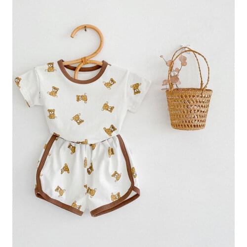 Hetiso Toddler Baby Clothing Set 2 Pcs Suit Top+Shorts Cotton Soft Boys Suit Summer New Bear Clothes Baby Infant Clothes 3M-3T