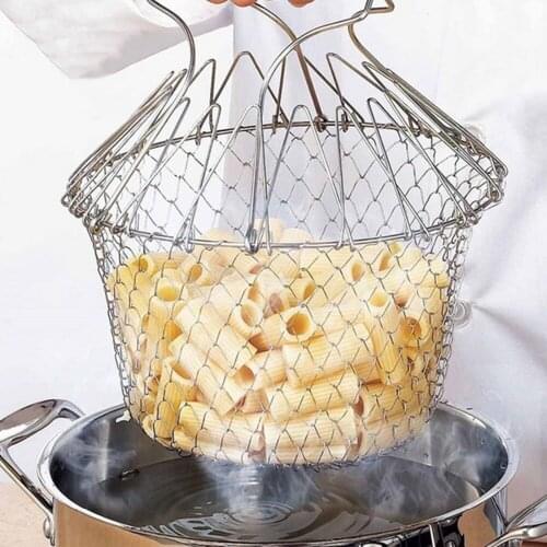 Chef Basket, Yummy Sam Stainless Steel Foldable Steam Rinse Strain Fry Basket Strainer Net Kitchen Cooking Tool for Fried Food