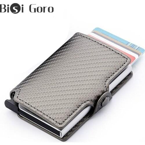 BISI GORO Carbon Fiber RFID Wallet Vintage Credit Card Holder Waterproof Money Pocket Aluminum Box Business Card Case Wholesale