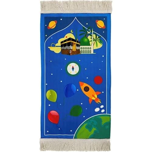Kabel Pattern Lined Maci Childrens Prayer Rug, Islamic accessories,Blue Prayer Rug,Muslim Prayer Rug, prayer Rug,Ramadan
