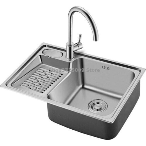 Balcony Laundry Sink Kitchen Single Tank With Washboard Thickened 304 Stainless Steel Sink Sink Water Bucket 66*45cm