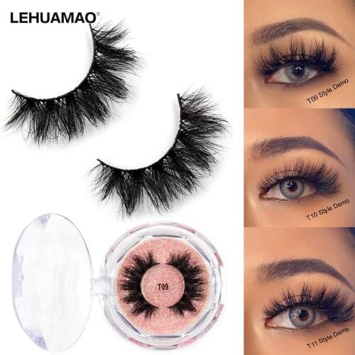 LEHUAMAO Makeup Eyelashes Reuse lashes 3D Mink Eyelashes 5D lashes Fluffy Natural Soft Volume False Eyelashes Extension Cross