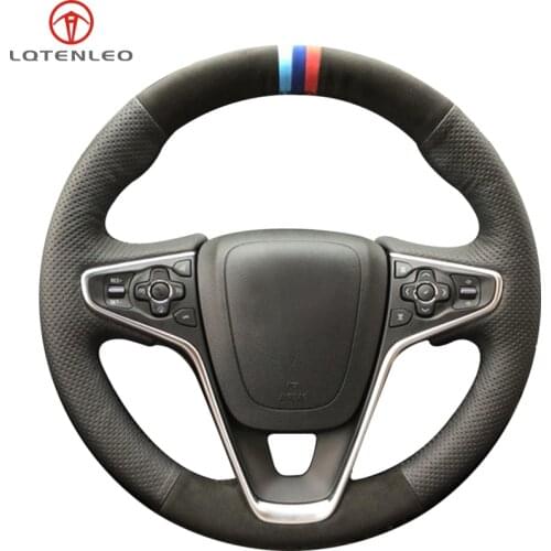LQTENLEO Black Suede Leather Car Steering Wheel Cover For Opel Insignia 2014-2017 Buick Regal GS Vauxhall Insignia 2014-2017
