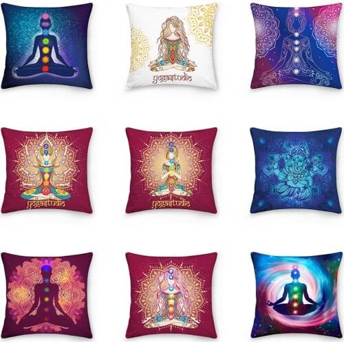 Mandala Meditation Chakras Cushion Cover Polyester Throw Pillows Sofa Home Decor Decoration Decorative Pillowcase