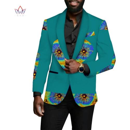 2021 New BintaRealWax African Clothes for Men African Blzaer Men Top Long Sleeve Jacket Print Wax Work Party WYN1442