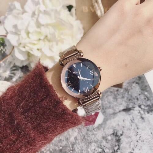 New Popular Sexual Cold Wind Caramel Full Steel Watches for Women Personalized Flower Glass Watch Vintage Roman Wrist watch 3Bar