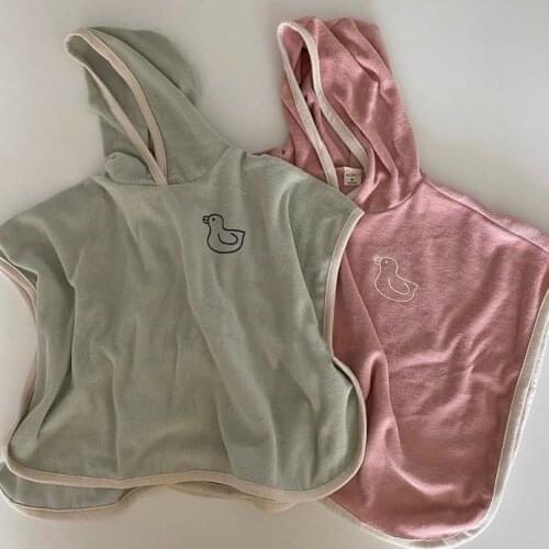 New Autumn Korean Style Toddlers Kids Bathrobe Hooded Soft Velvet Baby Night-robe Warm Sleepwear