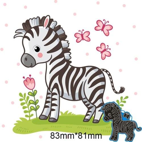 83*81mm LITTLE ZEBRA & BUTTERFLY Metal Cutting Dies and Stamps Stencil for DIY Scrapbooking Photo Album Embossing Paper Card