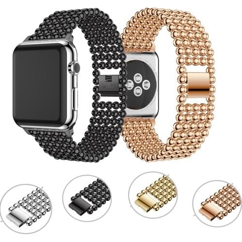 Stainless Steel strap For Apple Watch 5 Band 40mm 44mm iwatch band 38mm/42mm 5 Beads Style Metal Bracelet Apple watch 3 4 2 1 38