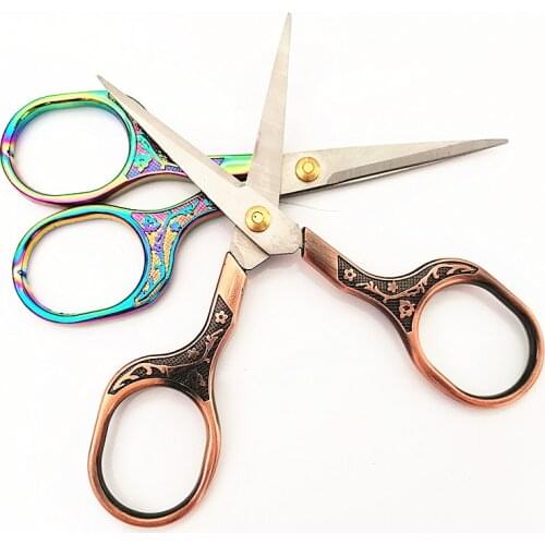 Retro plum blossom scissors Stainless steel embroidery scissors Hand made household small scissors diy hand tool Color