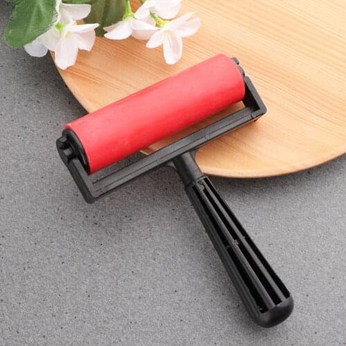 10cm Printmaking Rubber Roller Brayer Craft Projects Ink and Stamping Tools (Red)