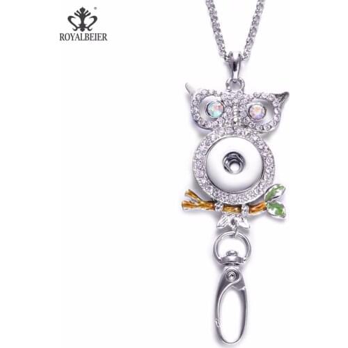 RoyalBeier 1pcs New Arrival Owl Snap Necklace Work Case Badge18mm Neck Lanyard For Key/Work ID Card Detachable Owl Chain