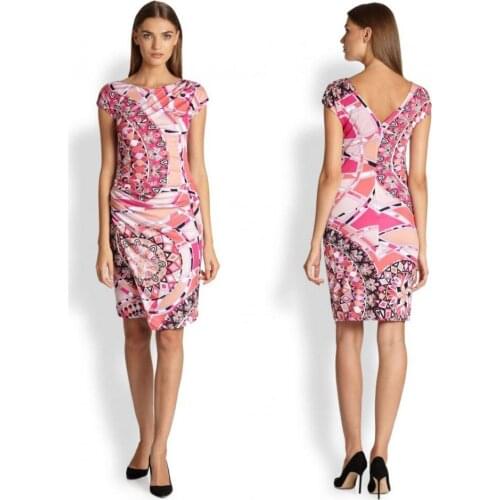 Sexy Dress Time-limited Natural Half New Italian Ladies' Fashion Show Sexy Shirt Printing Slim Knitted Elastic Fabric Dress