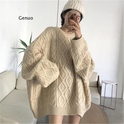 Women Sweater Autumn Winter Solid Oversize Sweater Elegant Casual Knit Sweater Women Pullover Plus Size Tops Jumper Sweter