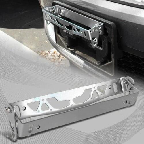 Universal Silver Aluminum Car Number License Plate Mount Bracket Holder Bull Bar Front Bumper Offroad Light Bar License