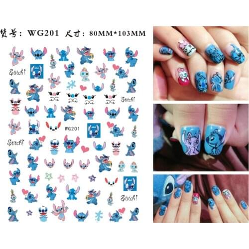 1PCS Disney Stitch Cartoon Anime Princess Cartoon Winnie the Pooh Nail Sticker Snow White Nail Decoration Repair Decal