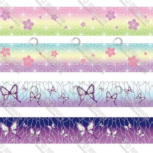 16-75MM Flowers&Butterflies Printed Grosgrain&Satin Ribbon DIY Handmade Materials Christmas Wedding Gift Wrap Tape 50yards