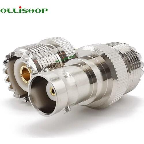2Pcs UHF SL16 Female to BNC Female Handhold Radio Adapter BNC / UHF RF Connector BNC Jack to UHF Female Jack Adapter