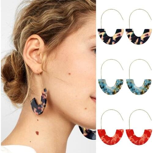 2020 New Fashion Leopard Big Hook Acrylic Earrings Wedding Jewelry Semicircle Resin Drop Earring ZA Brincos Christmas Gifts