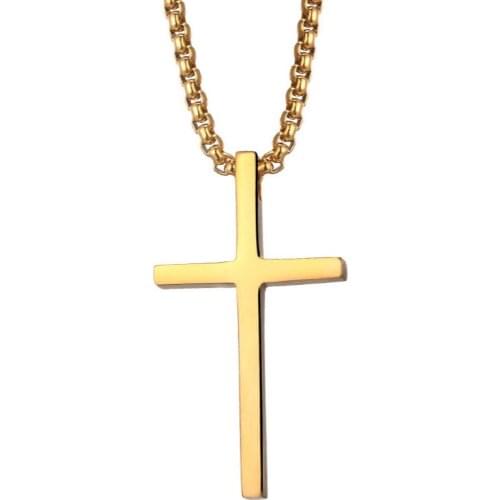 2021 Fashion New Classic Cross Minimalism Necklace Stainless Steel Chain Pendant Necklace For Men Jewelry Gift