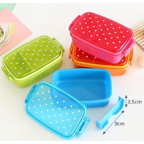 480ml Portable Single Layer Lunch Box Plastic Lunch Stoarge Box Dot Design Bento Box Food Container Case Food Storage Container
