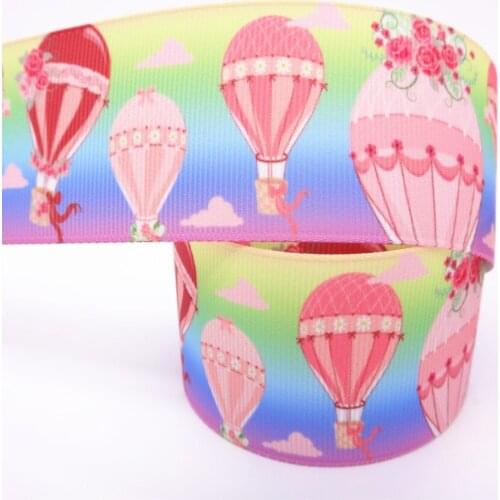 50 Yards 1" 25MM /1.5" 38MM Fire Balloon Printed Grosgrain Ribbon For Crafts DIY Hair Bows Birthday Decoration M19031902