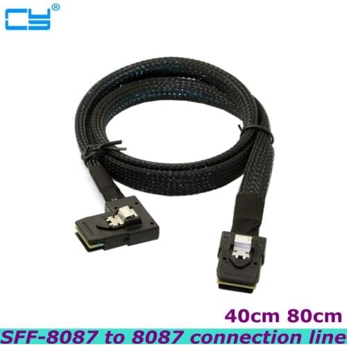 1pcs/ Ultra Slim Flat Left Angled 90 Degree Mini SAS 36pin SFF-8087 to 8087 Data Raid Cable 80cm