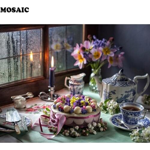 Diamond Embroidery 3D diamond painting Candle and cake 100% square cross stitch pattern semi-finished frameless wall decoration