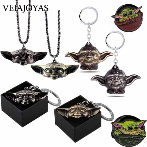 Movie Star Wars Hero Figure keychains 3D Yoda Baby Head Pendant Keychain Alloy Model High Quality Game Perimeter Charm Key Rings