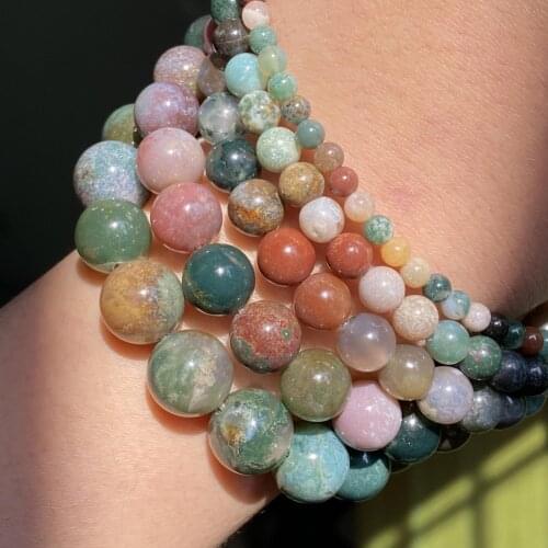 Natural Indian Agates Stone Beads For Jewelry Making Round Loose Spacer Beads Diy Bracelet Necklace Accessories 4 6 8 10 12mm