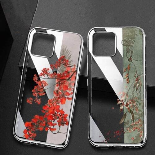 Natural flowers trees minimalist hollow Phone Case For iphone 11pro max 12 pro XS MAX Mini 8 7 6 6S Plus X SE 2020 XR phone case