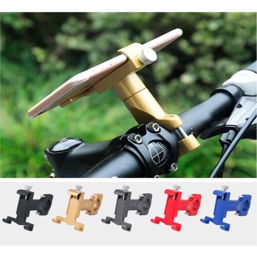 Mountain Bike Mobile Phone Holder Rack Aluminum Alloy Bicycle Phone Fixing Bracket Road Bike Phone Mount Accessories Golden