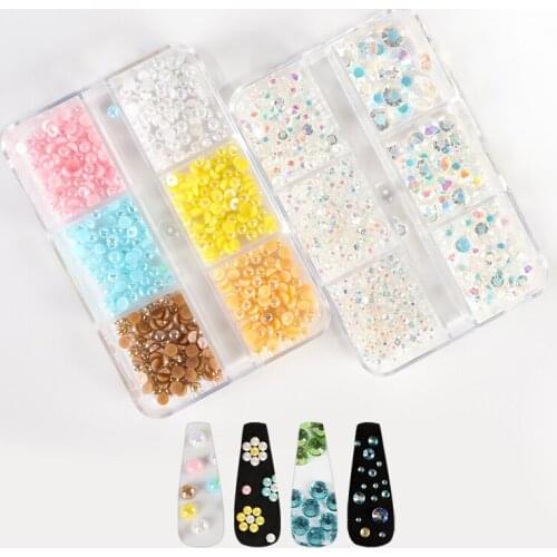 Nail Gems Rhinestones Bead Nail Charm Crystal Glitter Glass Stones Manicure Drill Decorations Salon Supplies Nails Accessories