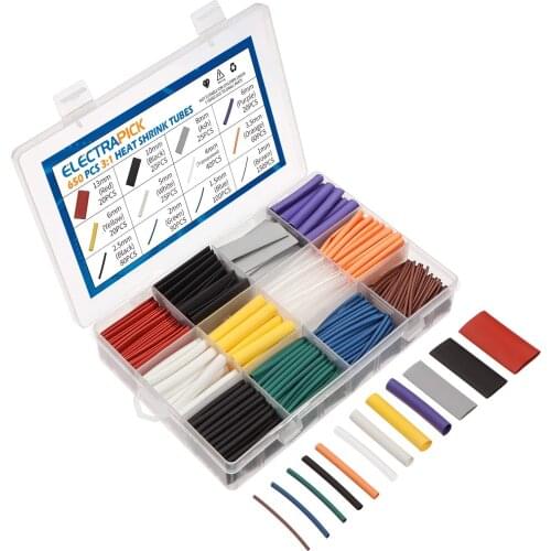 Electrapick 650 piece Heat Shrink Tube SetPieces Cable Repair Kit with Adhesive Shrink Double-Wall Self-Adhesive Lined 7 Sizes