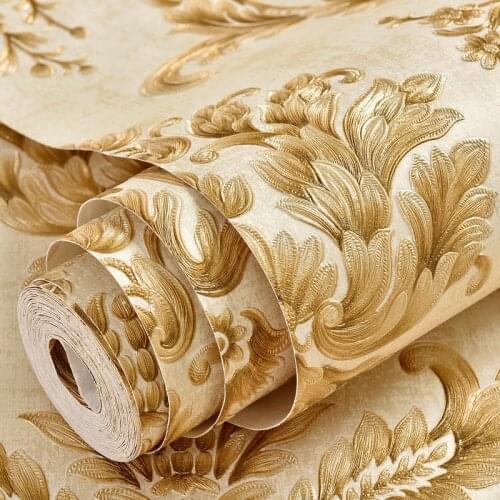 European Non-Woven Damascus Non-Self-Adhesive Wallpaper Bedroom Living Room TV Background Wall Paper 3D Stereo Wallpaper