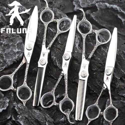 FnLune 6.0 Japan Steel Professional Hair Salon Scissors Cut Barber Accessories Haircut Thinning Shear Hairdressing Tool Scissors