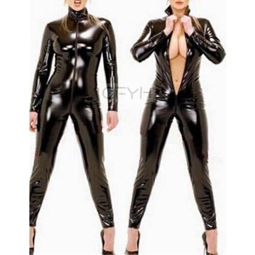 Hot Sexy Lingerie Men/women Latex Catsuit Faux Leather Bondage Bodysuit Leotard Unitard Fetish Costumes Erotic Plus Size 4XL