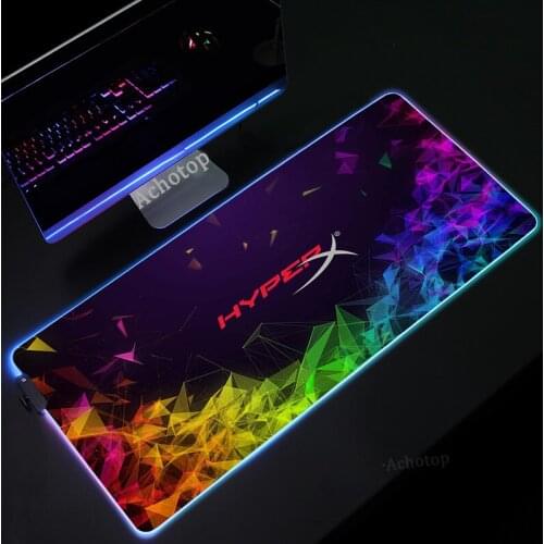 HyperX Logo Large Lock Edge Mouse Pad PC Computer RGB Mousepad 80x30 LED Light Gaming Padmouse Gamer Laptop Keyboards Mouse Mats