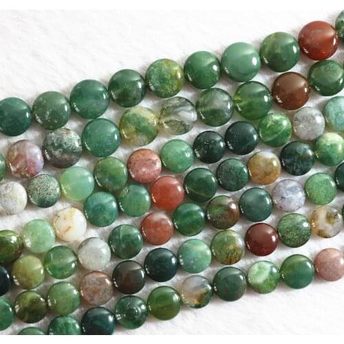 Natural Stone Indian Agat Beads 10mm 12mm 14mm Round Cake Coin Shape Fashion Diy Jewelry Hot Sale Loose Beads 15" B344