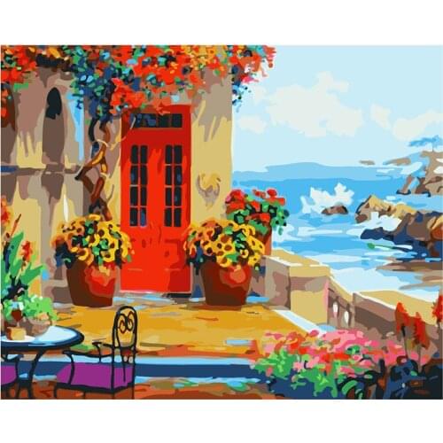 Landscape Framed Pictures DIY Painting By Numbers Wall Art Acrylic Painting On Canvas Drop Shipping For Wedding Decor