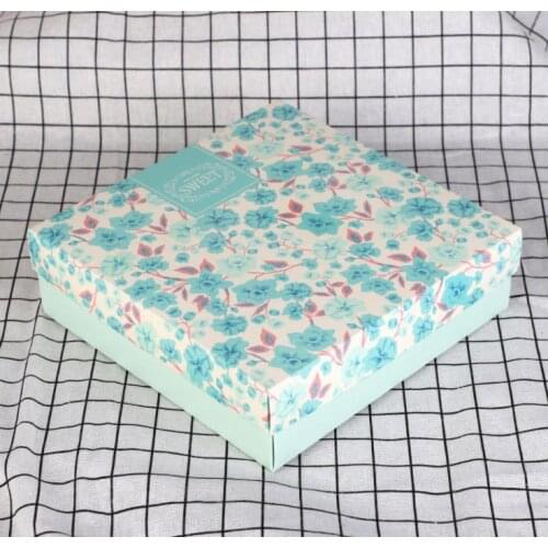 20x20x6.5cm Blue flower Mooncake Candy biscuit box,Toy birthdays gift box,Party Wedding Favors giveaway Gift Boxes 100pcs SN978