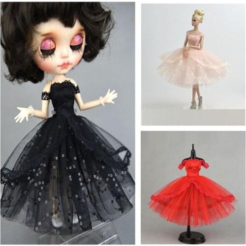 Blyth Doll Lace Princess Dress Party Club Gown Dresses For 1/6 BJD Blyth /Barbi Doll Evening Party Ball Skirt Dolls Accessory