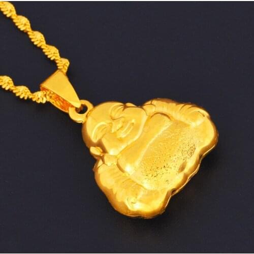 Maitreya gold Buddha Pendant high-grade hollow necklace 5PCS tools Pure 999 men women GP Yellow gold plated Brass Wildroom Art