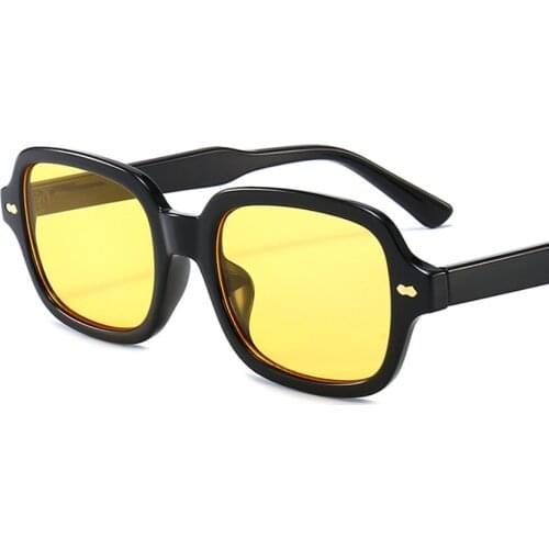 Fashion Unisex Square Fishing Sunglasses Men Women Glasses Small Frame Yellow Fishing Glasses Female Retro Rivet UV400 Sunglass