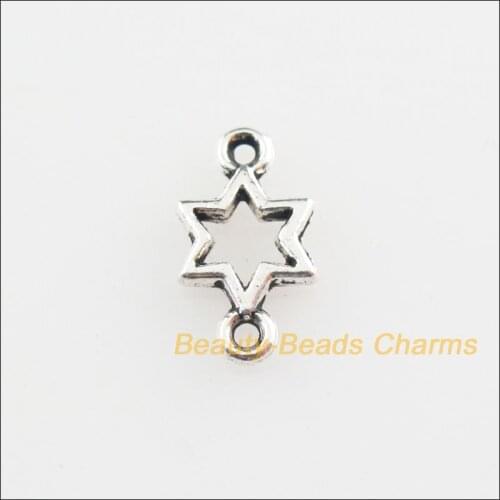New 200Pcs Tibetan Silver Color Tiny Star Charms Connectors 5.5x10mm
