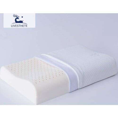 Liv-Esthete Beauty Natural Latex Pillow Medium Support Bed Pillow With Cover Massage Helps Relieve Pressure For Good Sleeping