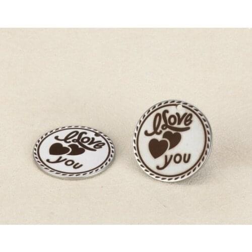 20pcs/lot 20mm New design Engraved stainless steel charms - I love you Steel Charm