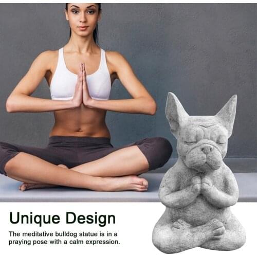 Yoga pose Meditation Dog Resin Statue Ornaments waterproof prayer Zen French Bulldog sculpture crafts Garden decoration Figurine