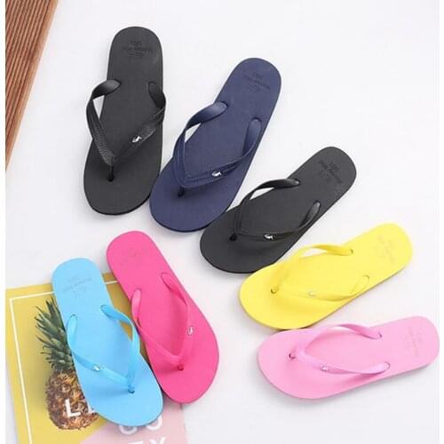 Simple Solid Color Comfortable Slippers Flip Flop Women Summer Korean Fashion Casual Non-Slip Couple Flip Flops Breathable Beach